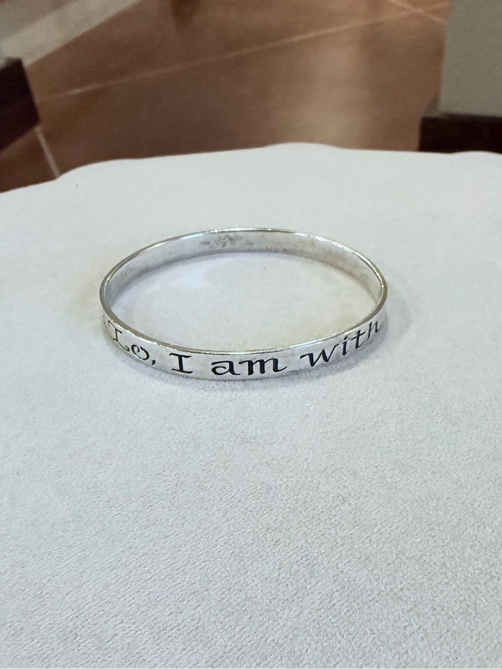 Retired James Avery Silver Tone Engraved Inspirational Bangle - Silver